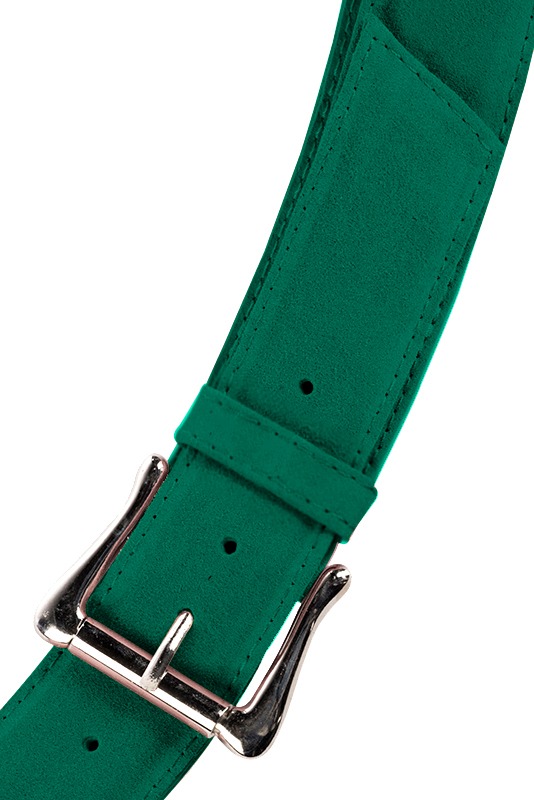 Emerald green women's dress belt, matching pumps and bags. Made to measure. Top view - Florence KOOIJMAN